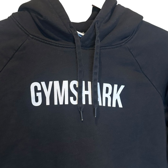 (Sold) Gymshark Cropped Pullover Hoodie-Black-Spellout Graphic-Small - Picture 3 of 13